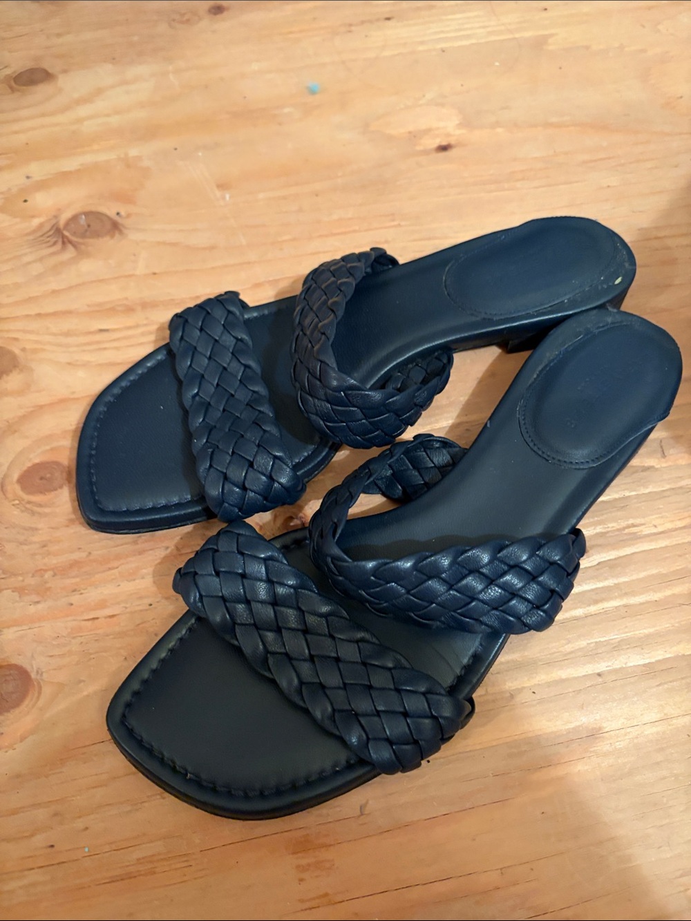 Lafayette 148 New York Braided Double-Strap Slide Sandals - Navy